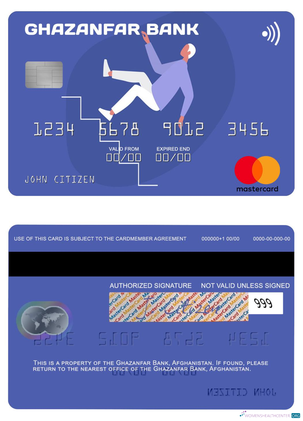 Download Afghanistan Ghazanfar Bank mastercard Photoshop template